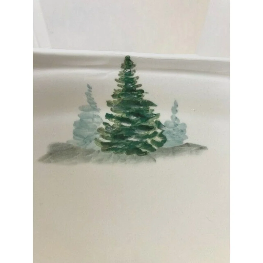 Maxcera Christmas Evergreen Tree Ceramic Bucket with‎ Wood Handle 6 inch